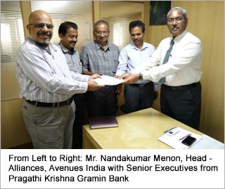 From Left to Right: Mr. Nandakumar Menon, Head - Alliances, Avenues India with Senior Executives from Pragathi Krishna Gramin Bank