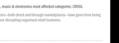 E-com firms hit physical retailers; books, music & electronics most affected categories: CRISIL