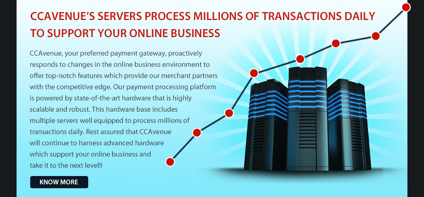 CCAvenue's servers process millions of transactions daily to support your online business