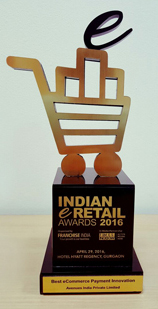 CCAvenue Bags 'Best eCommerce Payment Innovation' Prize at the Indian eRetail Awards 2016 Presented by Franchise India