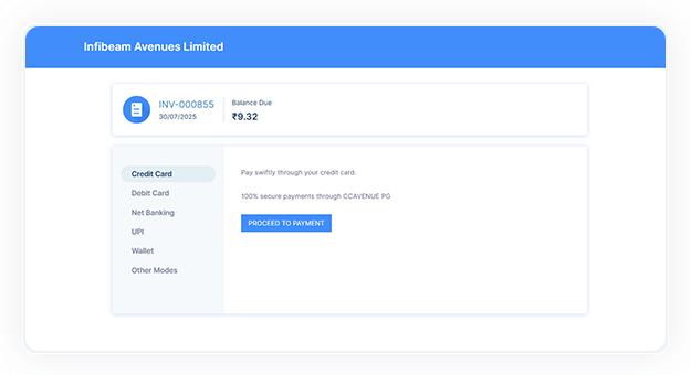 Customer select payment mode and clicks on proceed to payment