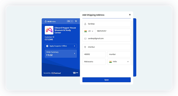 Customer adds shipping details (if it is different from the billing address)