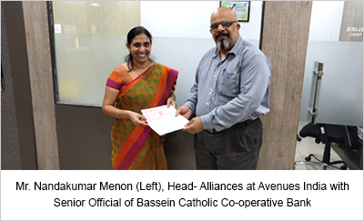 Mr. Nandakumar Menon (Left), Head- Alliances at Avenues India with Senior Official of Bassein Catholic Co-operative Bank