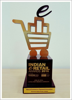 CCAvenue wins 'Best eCommerce Payment Innovation' award at the Indian eRetail Awards 2016 organized by Franchise India