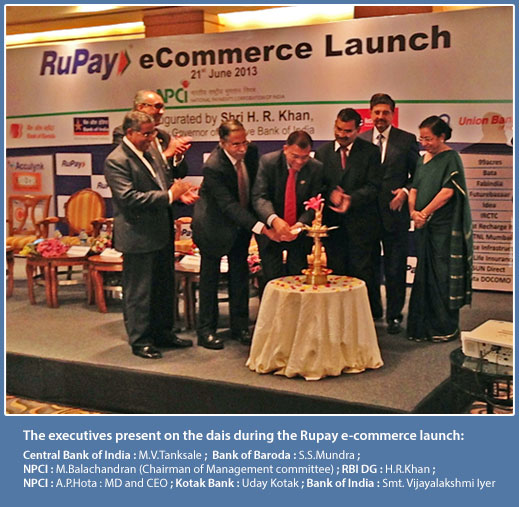 The executives present on the dais during the Rupay e-commerce launch The executives present on the dais during the Rupay e-commerce launch